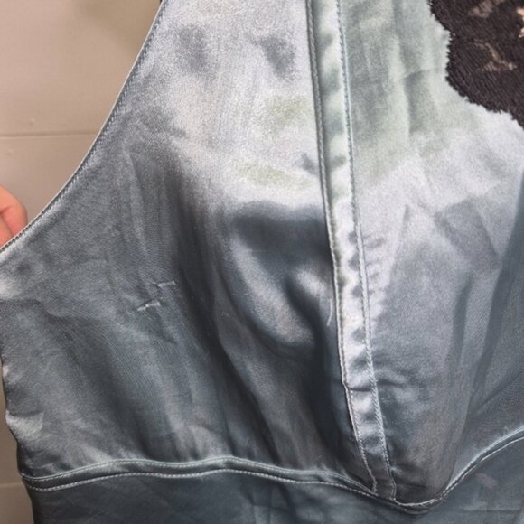 Addition Elle Teal Satin And Lace Maxi Slip Dress Size 1X - Picture 8 of 14